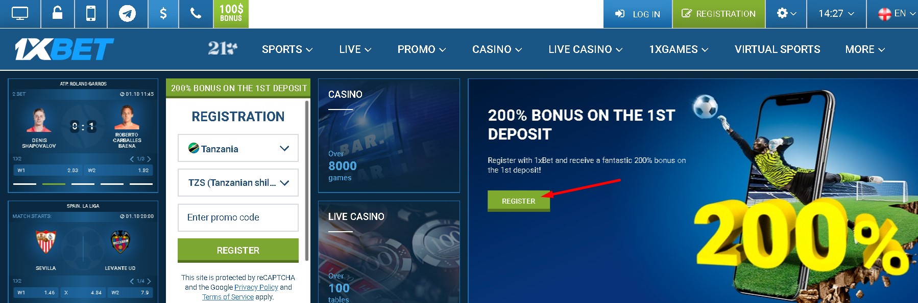 1xBet welcome bonus